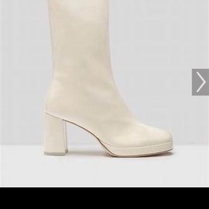 MIISTA Carlota Buttermilk Patent Leather Boots - US7.5 - EUR38 / BUTTERMILK × 1